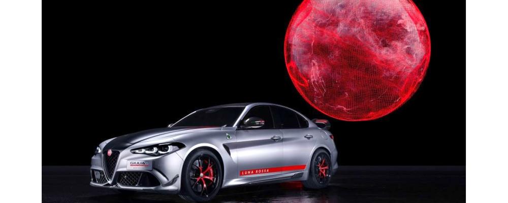 Alfa Romeo Giulia Quadrifoglio Luna Rossa visades tidigare även på Bryssels bilsalong. Foto: Stellantis Press Image