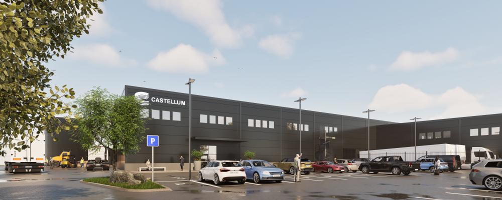 Hälften av ytan är redan uthyrd och inflyttning väntas ske i början av andra kvartalet 2027. Visionsbild: Castellum