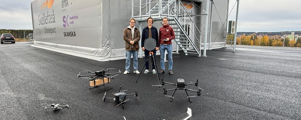 Skellefteå Droneport fylldes av aktivitet när företagen Monava AB och UASolutions AB genomförde fälttester tillsammans. Foto: Skellefteå Science City