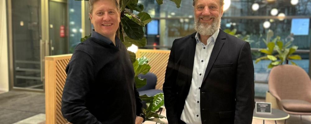 Juha Rissanen, VD för Wibax Logistics Oy och Tero Väyrynen, VD för Wibax Finland Oy. Foto: Wibax