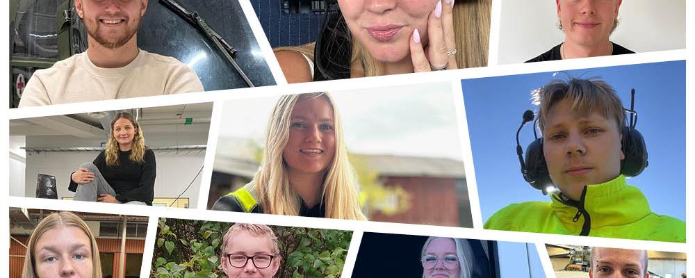 Tio nya ambassadörer delar med sig hur det är att plugga till lastbilsförare eller flygmekaniker. Foto: TYA