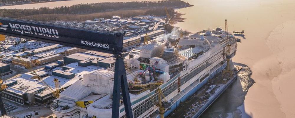 Teknik från kryssningsfartyg vid Meyer-varvet i Åbo används nu i fastigheter för att minska energianvändningen. Foto: Meyer varv i Åbo, Finland.