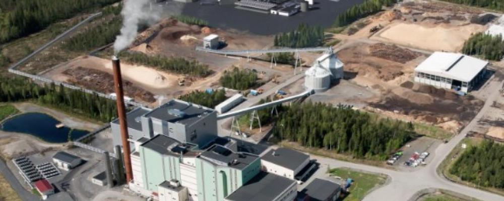 Liquid Wind elektrobränsleanläggning och Umeå Energis kraftvärmeverk Dåvaverket i Umeå Eco Industrial Park. Foto: Liquid Wind