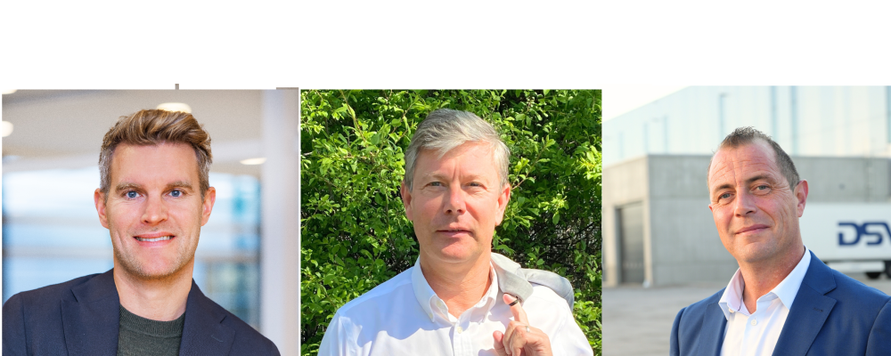 Martin Emil Larsen, VD DSV Air & Sea, Tomas Johansson, VD DSV Road och Ian Swinhoe, VD DSV Contract Logistics. Foto: DSV
