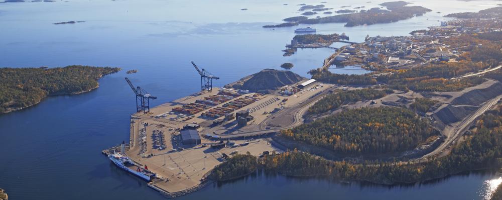 Norvik, flygbild, 2022. Foto: Stockholms Hamnar/Per-Erik Adamsson Ports of Stockholm