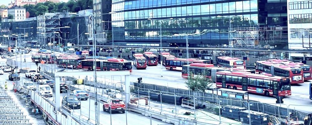 Bussar vid Stadsgården i Stockholm. Foto: Stina Wickenberg