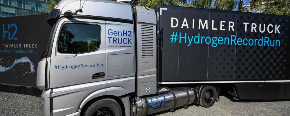 Daimlers konceptlastbil NextGenH2 drivs med bränsleceller som använder vätgas som energikälla. Foto: Daimler Truck.