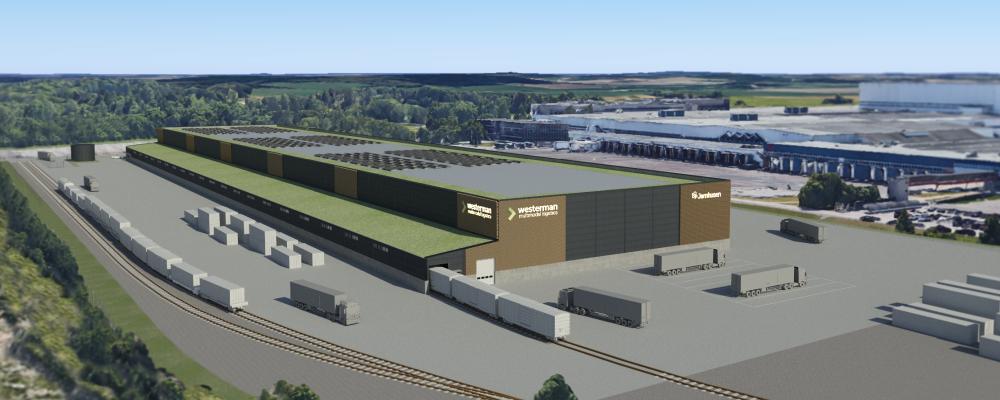 Den nya terminalen blir en central del av Westermans gröna transportkorridor som knyter samman Västerås med terminaler i Malmö och på kontinenten.  Visionsbild: Jernhusen
