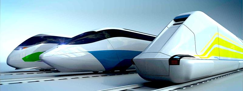 Tågdesign från konceptet Next-Generation Train (NGT). Från vänster till höger: NGT LINK pendeltåg, NGT HST höghastighetståg och NGT CARGO godståg. Bild: 1/6, Kredit: DLR