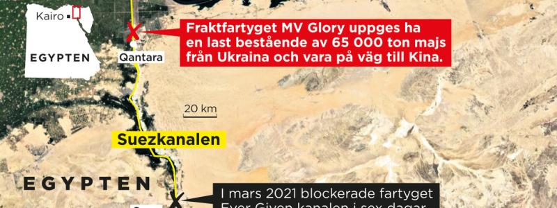 Johan Hallnäs/TT: Webbkarta som pekar ut var fartyget MV Glory gick på grund.