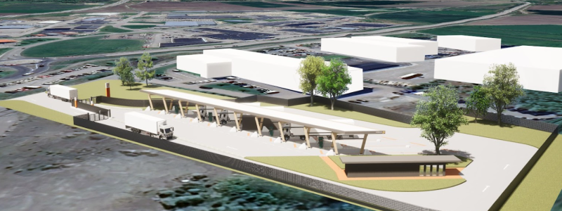 Visionsbild av laddplatsen i Varberg. Foto: Milence