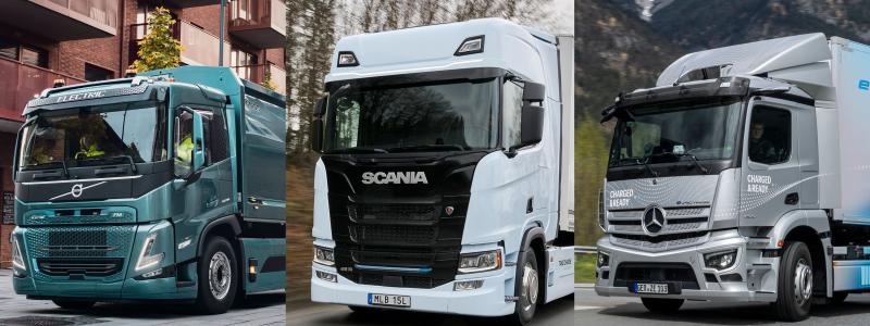 Eldrivna lastbilar från Volvo, Scania och Mercedes-Benz kommer till eComEpo i Stockholm i september. Foto: life