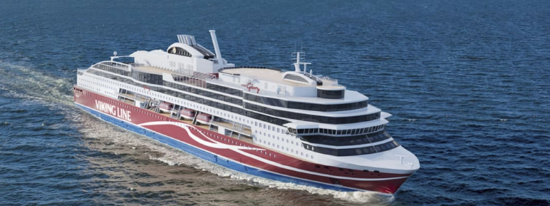 Efter fem veckor resa passerar Viking Glory Öresundsbron. Foto: Viking Line