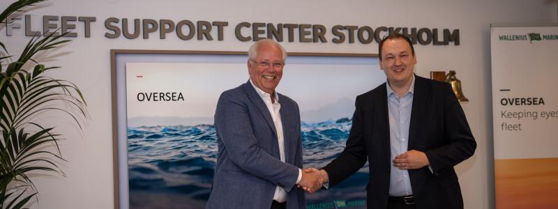 Fr v: Johan Mattsson, VD för Wallenius Marine, och Tomas Arhippainen, Business Line Manager, Marine Service & Digital, ABB:s division Marine & Ports. Foto: Karin Röse, Soya Group.