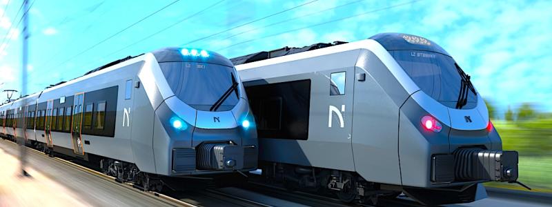 De nya tågen, som får beteckningen "Class 77", ska enligt planerna börja levereras 2025 och kommer att sättas i trafik på sträckan mellan Ski och Stabekk i Oslotrakten. Bild: Alstom