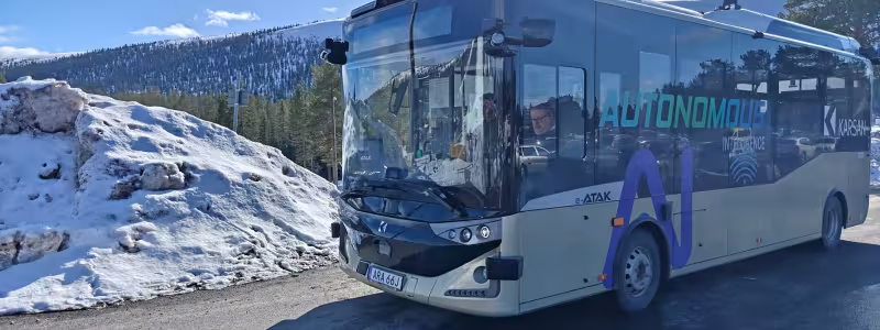 Självkörande bussar i vintermiljö testas i Sälen. Foto: Applied Autonomy