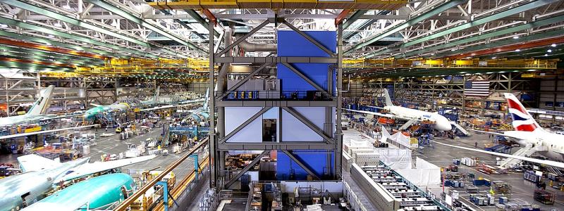 Boeings fabrik i Everett nära Seattle, USA. Foto: Wikipedia Common Lic, kredit: Jetstar Airways
