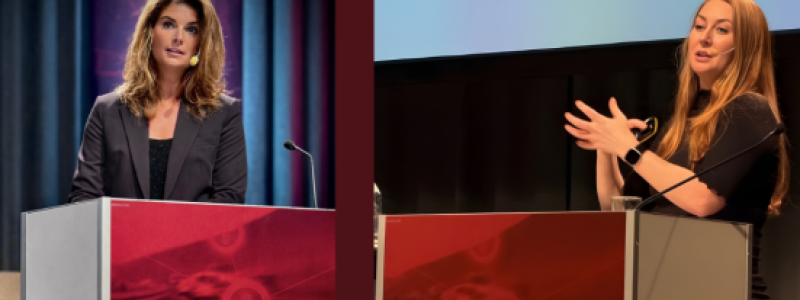 Rebecka Fihn, vd på Autorekrytering och Louise Wohrne, hållbarhetschef inom MEKO-koncernen och ordförande i den europeiska organisationen FAAS. Foto: Svenska Fordonsbranschen