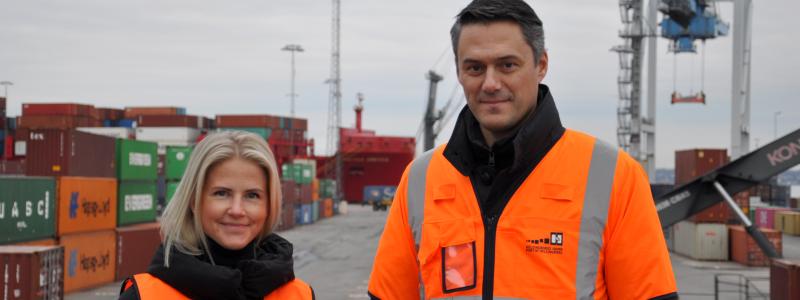 Maria Hägg och Bart Steijaert. Foto: Helsingborgs Hamn