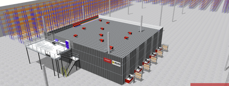 Robotsystemet har en kapacitet på 22 000 lådor och hanteras av 15 R5-robotar. Bild: Element Logic