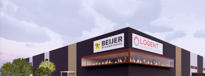 Beijer bygger 65 000 kvadratmeter centrallager i Eskilstuna Logistikpark. Foto: Logent