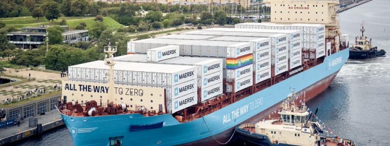 Metanoldrivna fartyget Laura Maersk i Köpenhamn. Foto: Maersk