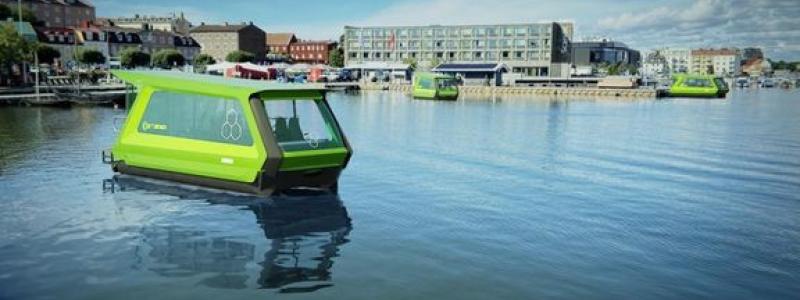 Testkörning av framtidens vattenburna kollektivtrafik. Foto: Blekinge Tekniska Högskola