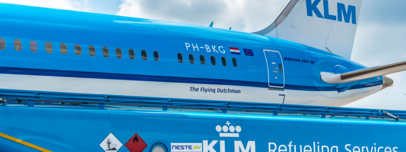 Airfranceoch KLM har satt som mål att minska koldioxidutsläppen genom att använda 10 procent hållbart flygbränsle år 2030. Foto: KLM