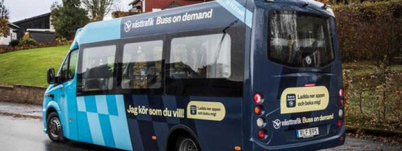 Från den 23 mars utökas testet med Buss on demand i Marks kommun. Fotograf: Eddie Löthman.