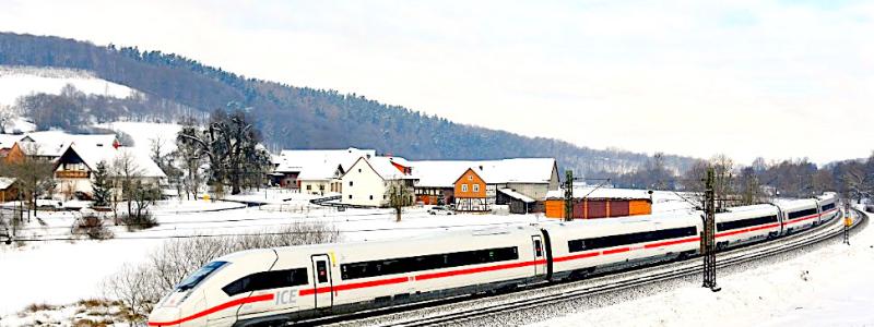 ICE i vinterlandskap. Photo: DB, kredit Oliver Lang