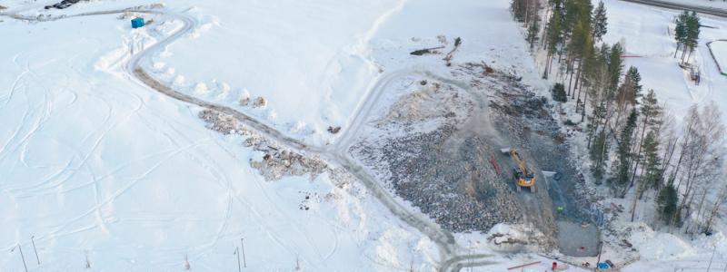 Byggandet av Skellefteå Droneport pågår förväntas vara klart efter sommaren. Foto: Skellefteå Science City