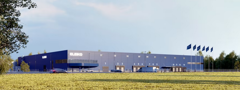 Eleikos nya logistikcenter  ligger i anslutning till det nuvarande huvudkontoret i Halmstad. Foto: Eleiko