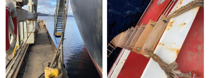 Brister som har upptäckts på fallrep och nödlejdare. Foto: Transportstyrelsen