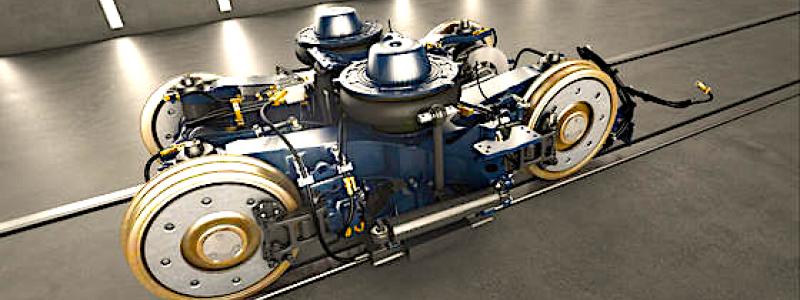 Flexx Eco™, Alstoms nya bogiarkitektur som är både smalare och lättare tack vare att hjulen är placerade utanför ramen istället för innanför. Foto: Alstom