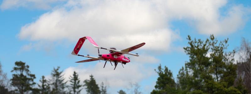 foodora och Tele2 lanserar drönarleveranser med drönare som är utvecklade av det norska företaget Aviant. Foto: Tele2
