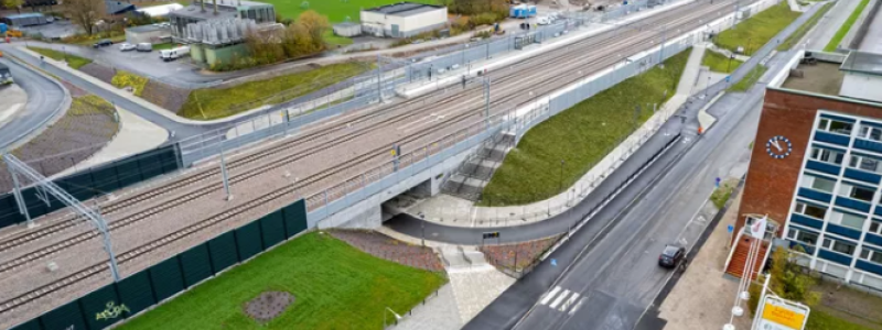 Klostergården station i Lund är en helt ny station som öppnas i samband med tidtabellskiftet Foto: Trafikverket