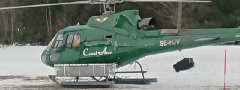 Trafikverkets helikopter klarar inte transporterna till Holmön utanför Umeå. Foto: Holmöportalen
