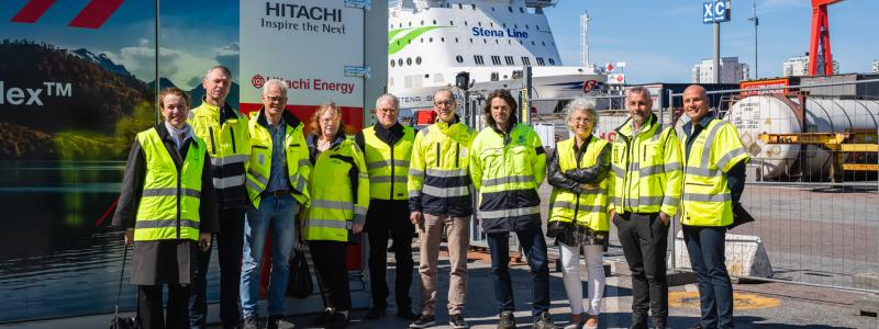 Det två veckor långa testet vid Majnabbeterminalen för Stena Lines Tysklandstrafik visade att den vätgasdrivna generatorn kan användas som en alternativ energikälla för fossilfri el i hamnar. Foto: Hitachi Energy