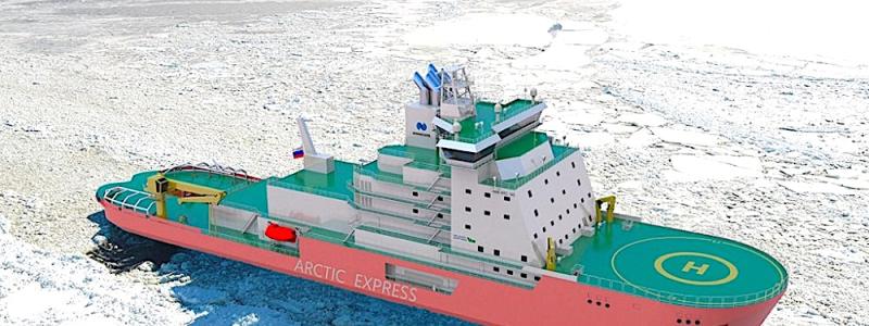 Denna nya isbrytare är designad av AkerArctic och byggd vid Helsingforsvarvet. Foto: AkerArctic