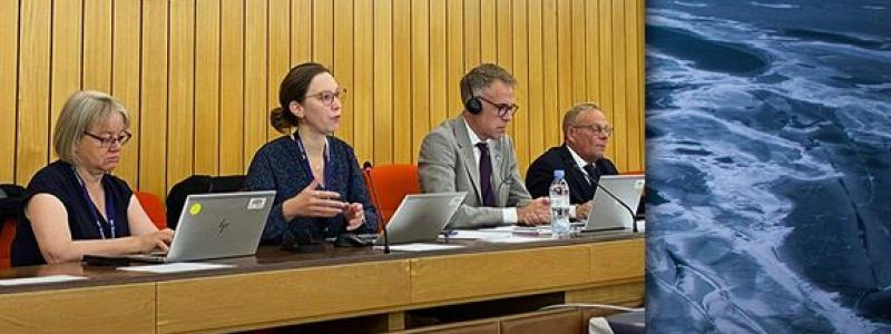 På bilden ses Ulrika Raab, Sofia Malmsten, Henrik Tunfors från Transportstyrelsen samt längst till höger Anders Wilhelmsson från Rådssekretariatet, EU. Fotograf: Peter Ostenfeld