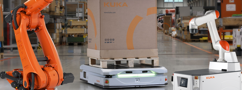 De nya robotarna går att ladda induktivt medan de arbetar, vilket ger en driftstid på upp till 24 timmar om dygnet. Foto: Kuka