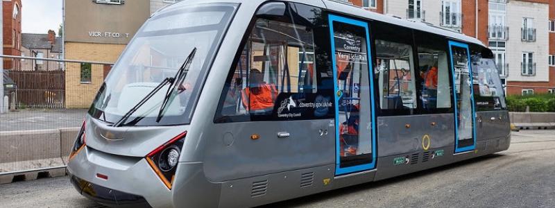 Coventry Very Light Rail (CVLR-system) är tänkt att fungera som ett tillägg till den befintliga kollektivtrafiken och bidra till att minska både trängsel och koldioxidutsläpp. Foto: Coventry University