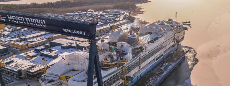 Teknik från kryssningsfartyg vid Meyer-varvet i Åbo används nu i fastigheter för att minska energianvändningen. Foto: Meyer varv i Åbo, Finland.