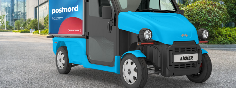 Nytt eldrivet arbetsfordon från Ligier Group hos PostNord. Foto: Ligier