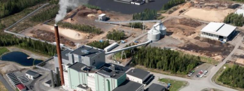 Liquid Wind elektrobränsleanläggning och Umeå Energis kraftvärmeverk Dåvaverket i Umeå Eco Industrial Park. Foto: Liquid Wind