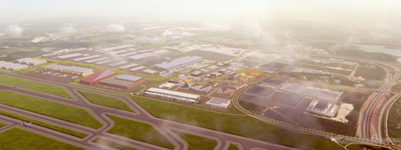 Idag finns det närmare 280 000 m² logistik-, lager- och grossistytor i Gardermoen Business
Park – och ytterligare 100 000 m² är under utveckling. Bild: Logicetners