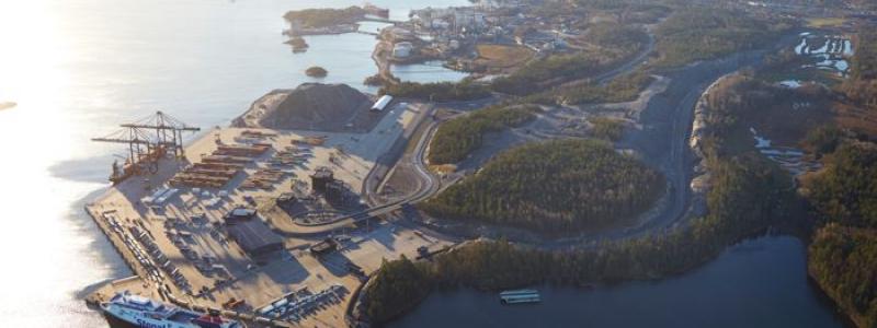 Norvik, flygbild. Foto: Byline Stockholms Hamnar  Per-Erik Adamsson