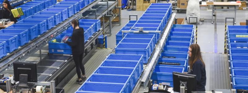 Packstationerna på logistikcenter i Enköping. Foto: KGK