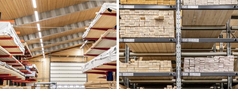 Perssons fördubblar plockkapaciteten med en ny plockjigg och 250 virkesfack. Foto: Perssons Träteknik