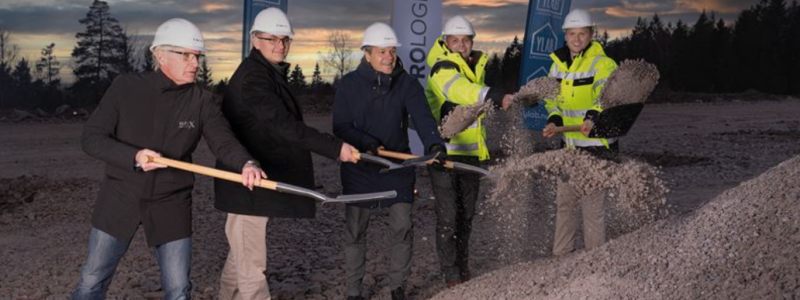 Nu har det första spadtaget tagits för Prologis senaste projekt. Foto: Prologis